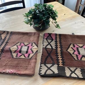 Two Turkish Pillowcases, Boho, Western Style, Pink And Earthtone Colors